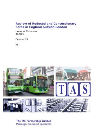 Review of Reduced and Concessionary Fares in England Outside London House of Commons 30280C