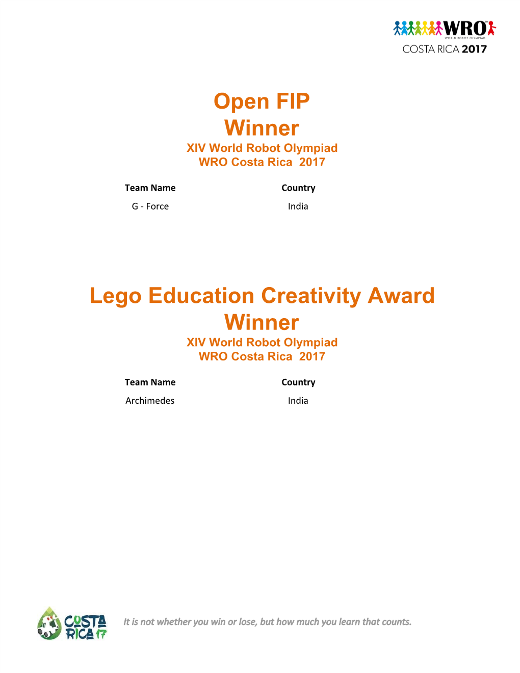 Open​ ​FIP Winner Lego​ ​Education​ ​Creativity​ ​Award