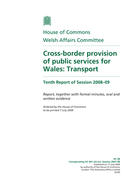 Cross-Border Provision of Public Services for Wales: Transport