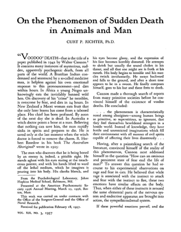 On the Phenomenon of Sudden Death in Animals and Man