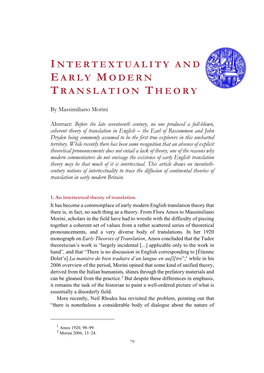 Intertextuality and Early Modern Translation Theory