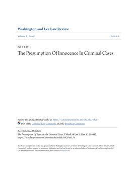 The Presumption of Innocence in Criminal Cases, 3 Wash