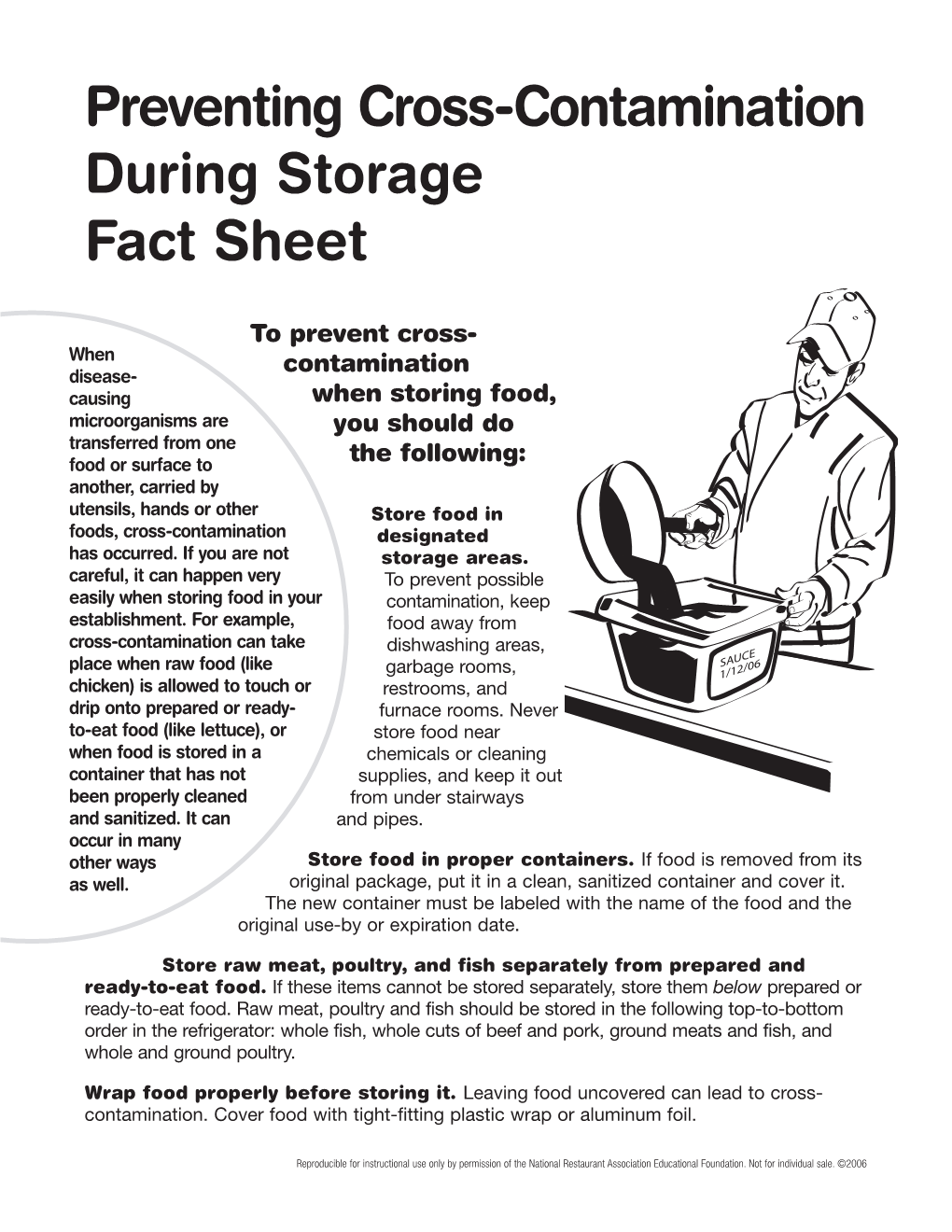Preventing Cross-Contamination During Storage Fact Sheet