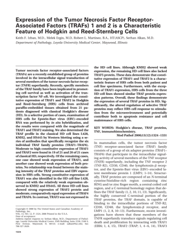 Expression of the Tumor Necrosis Factor Receptor-Associated Factors