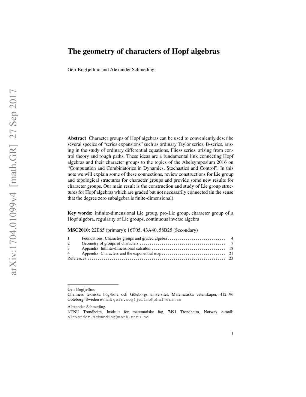 The Geometry of Characters of Hopf Algebras 3