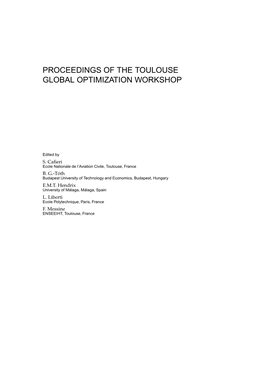 Proceedings of the Toulouse Global Optimization Workshop