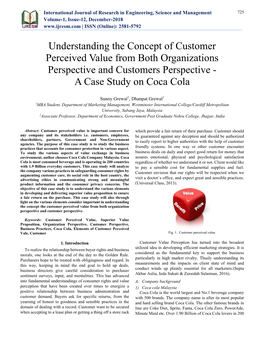 Understanding the Concept of Customer Perceived Value from Both Organizations Perspective and Customers Perspective - a Case Study on Coca Cola