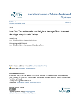 Interfaith Tourist Behaviour at Religious Heritage Sites: House of the Virgin Mary Case in Turkey