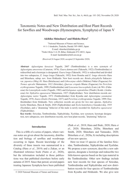 Hymenoptera, Symphyta) of Japan V