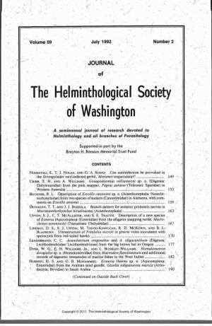 Journal of the Helminthological Society of Washington 59(2) 1992