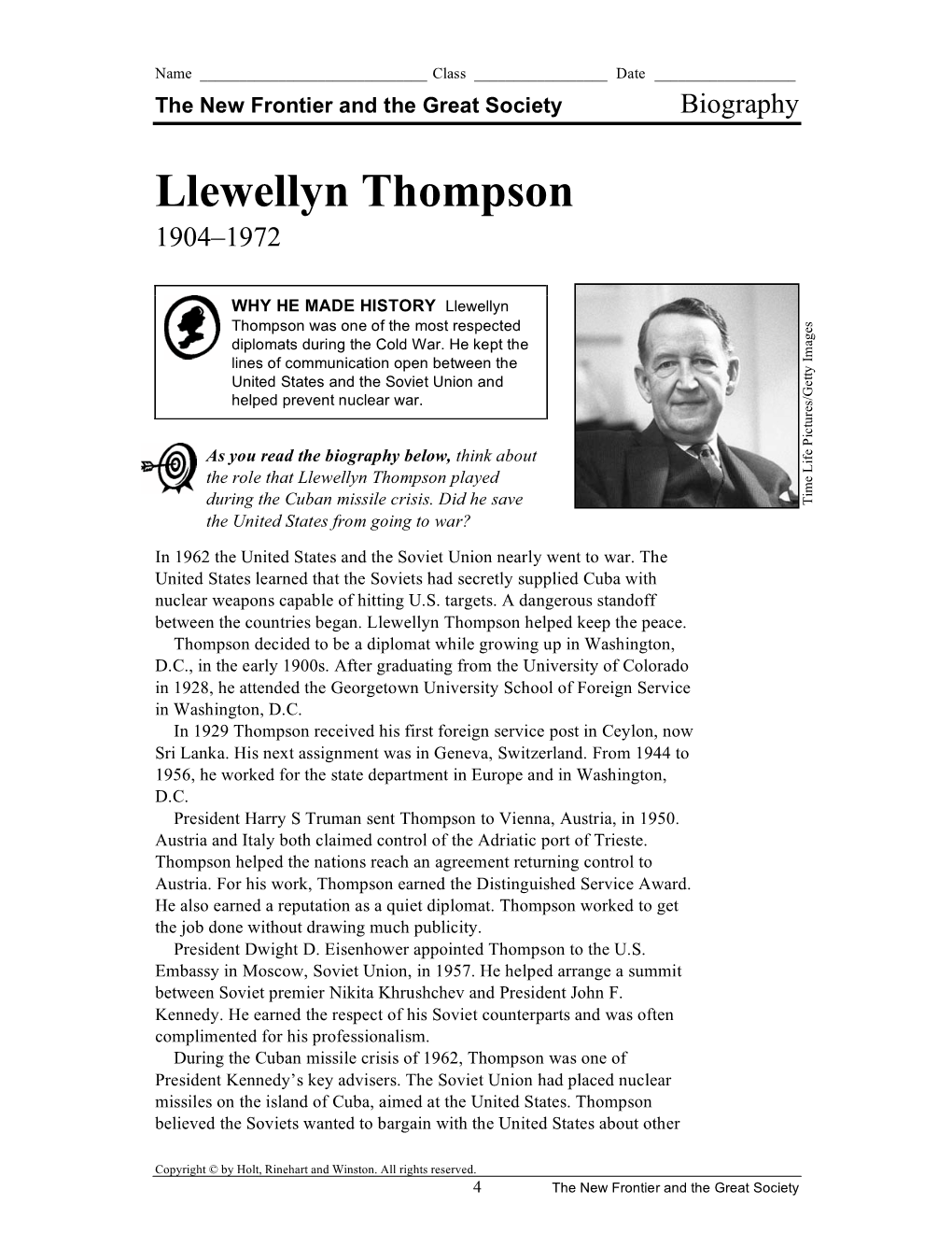 Llewellyn Thompson 1904–1972