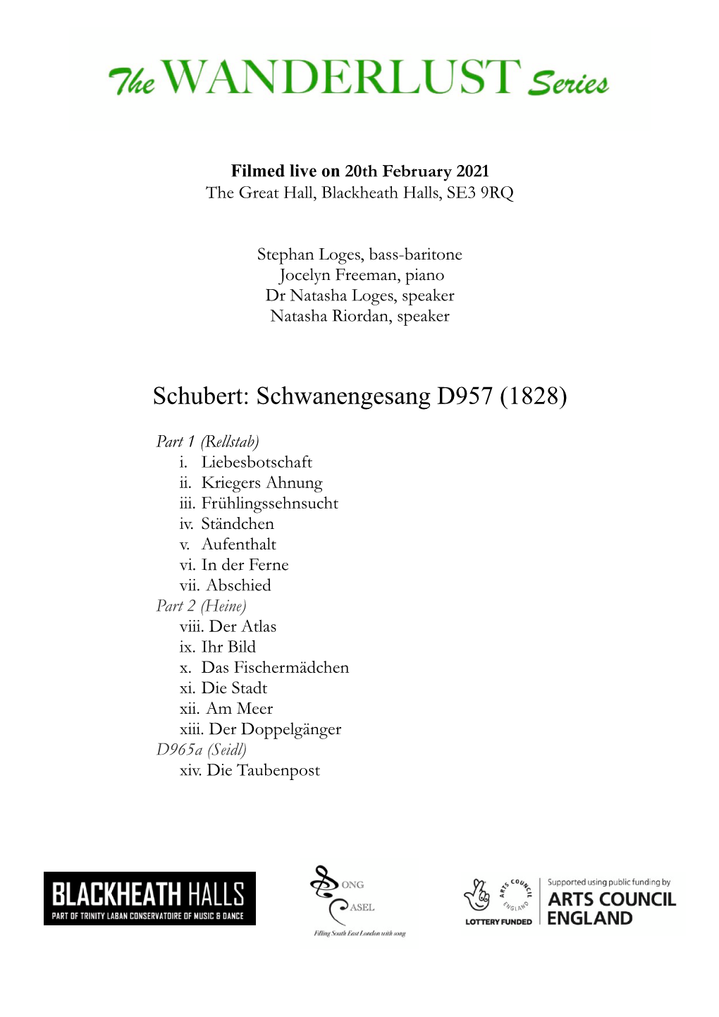 IDAGIO Schwanengesang Programme