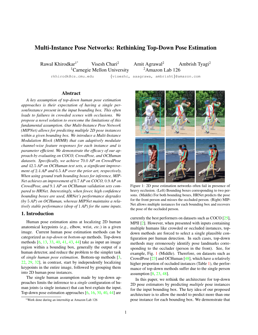 Multi-Instance Pose Networks: Rethinking Top-Down Pose Estimation