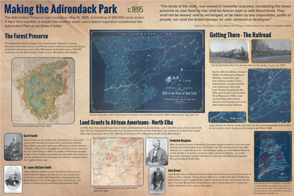 Making the Adirondack Park Shall Not Be Leased, Sold Or Exchanged, Or Be Taken by Any Corporation, Public Or the Adirondack Preserve Was Created on May 15, 1885