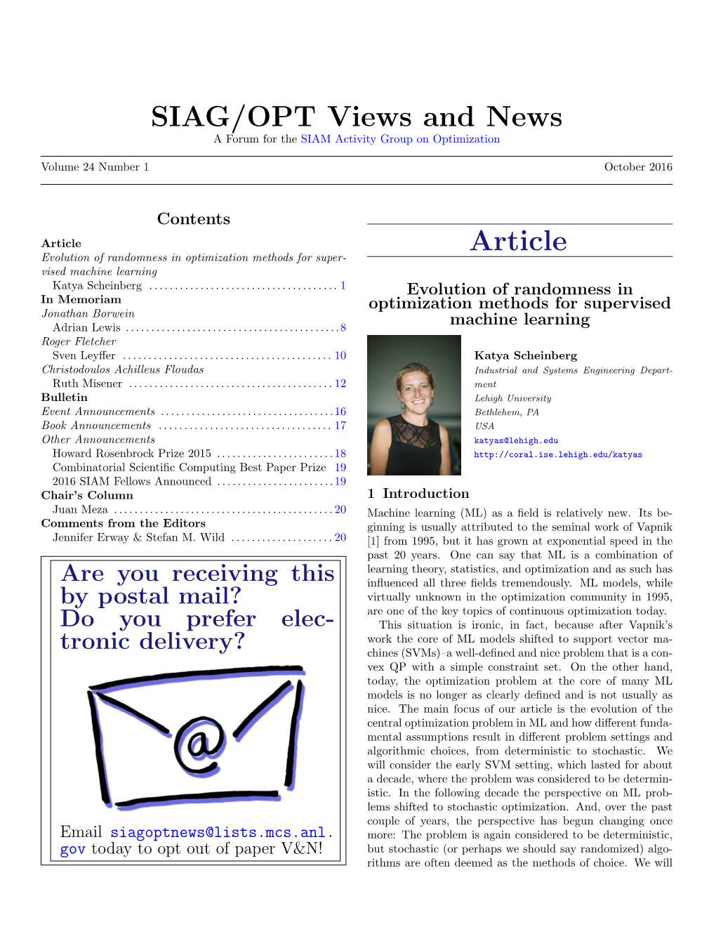 SIAG/OPT Views and News 24(1)