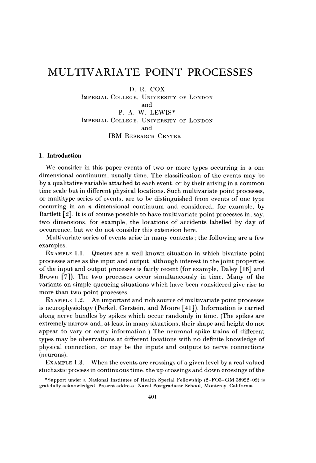 Multivariate Point Processes 1)