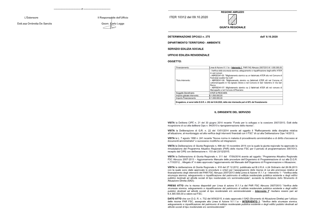 ITER 10312 Del 09.10.2020