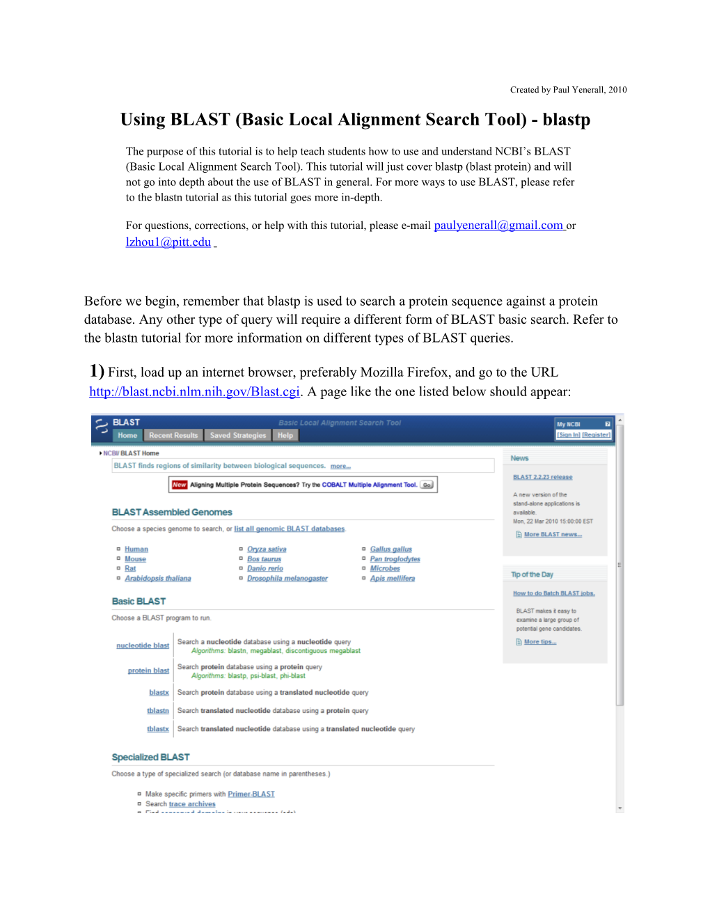 Using BLAST (Basic Local Alignment Search Tool) - Blastp