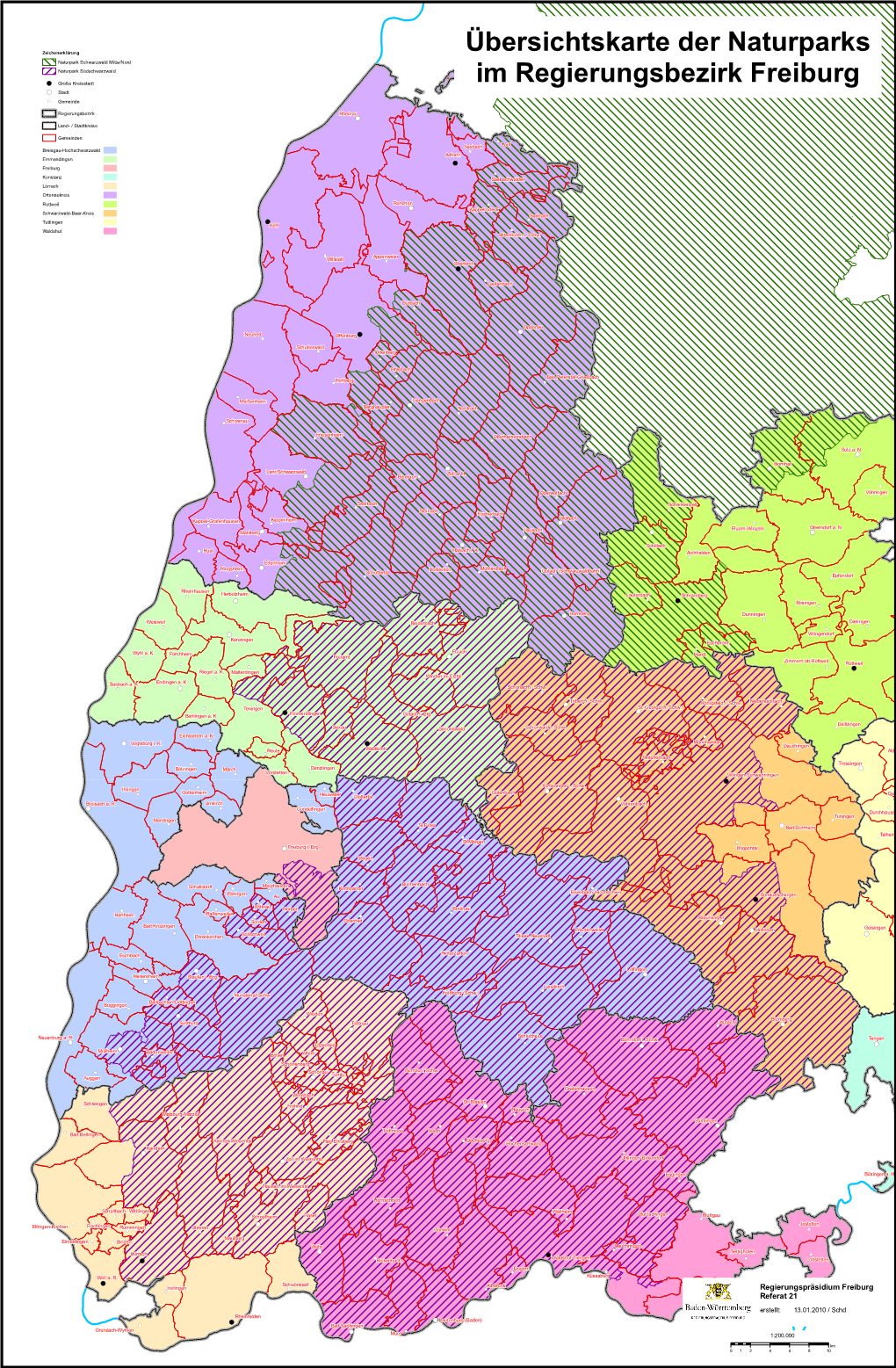 Übersichtskarte Der Naturparks Im Regierungsbezirk Freiburg