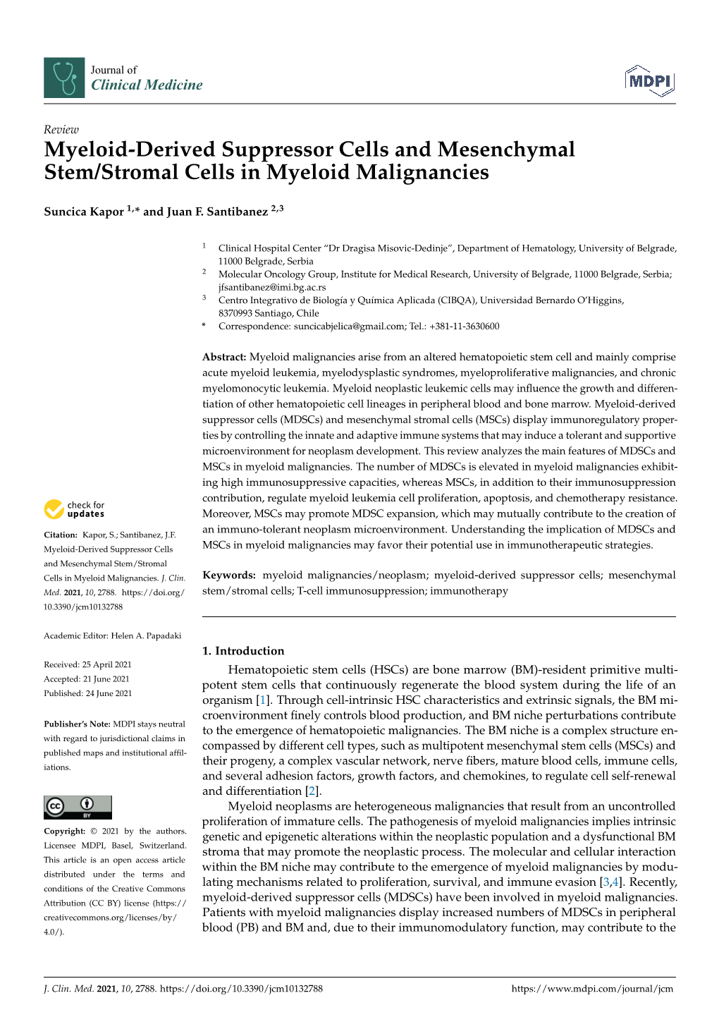 Myeloid-Derived Suppressor Cells and Mesenchymal Stem/Stromal Cells in Myeloid Malignancies