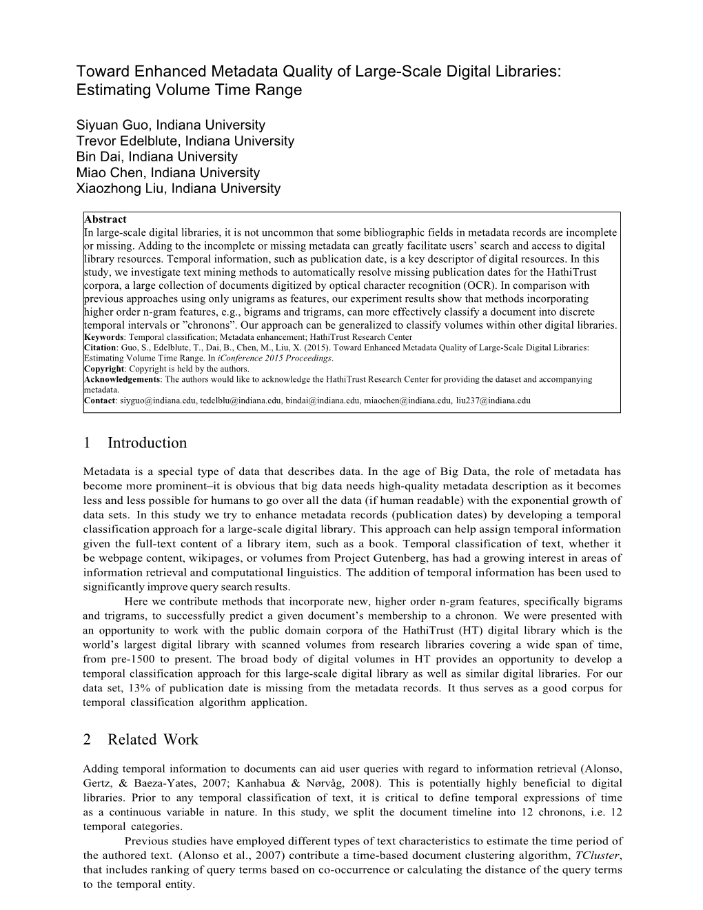 Toward Enhanced Metadata Quality of Large-Scale Digital Libraries: Estimating Volume Time Range