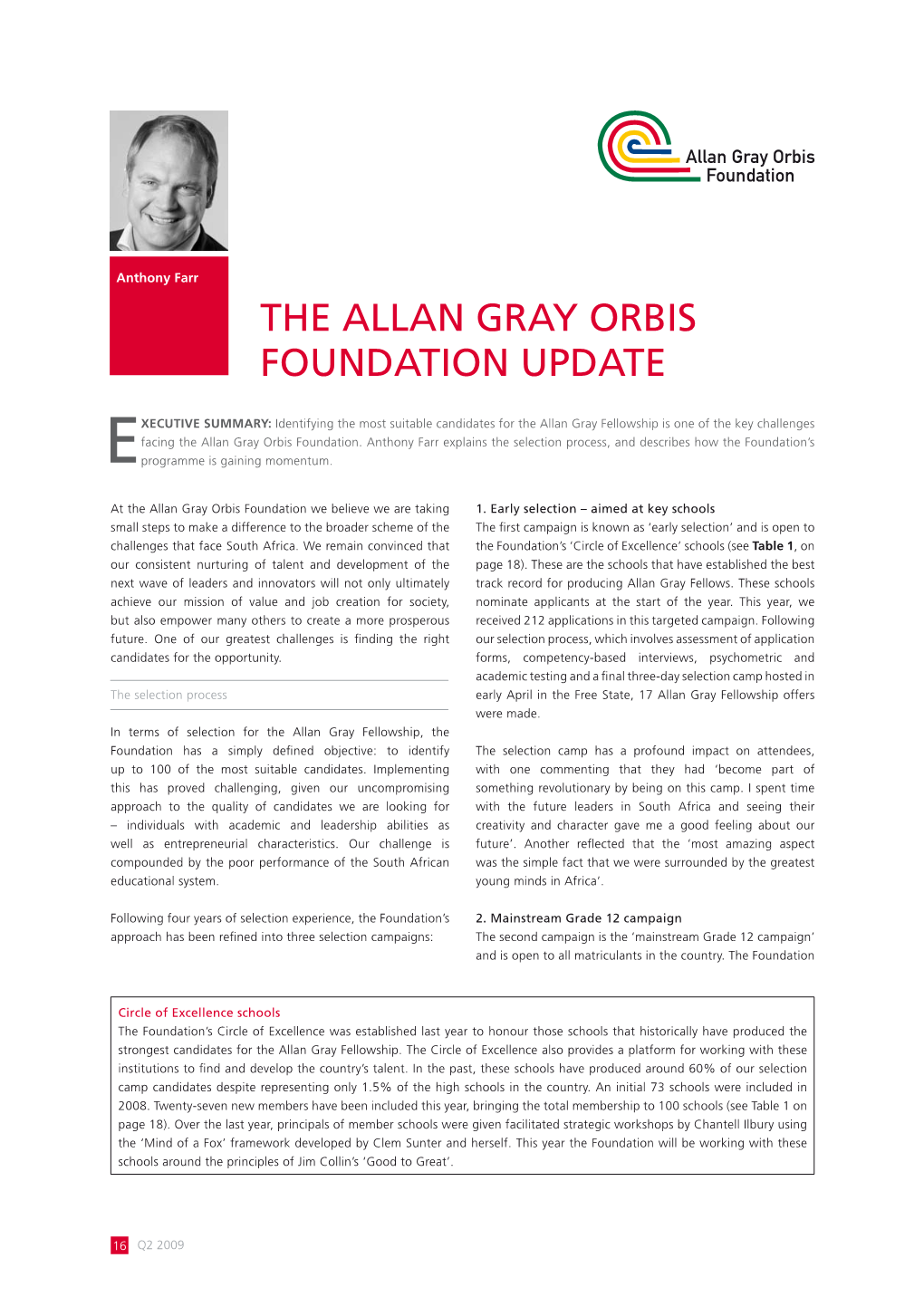 The Allan Gray Orbis Foundation Update