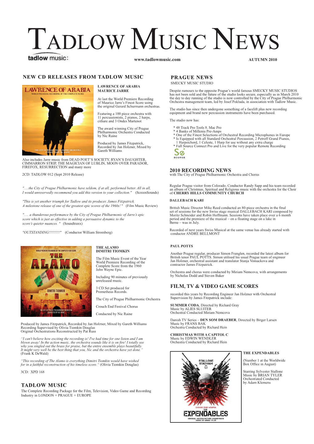 Tadlow Music News Autumn 2010