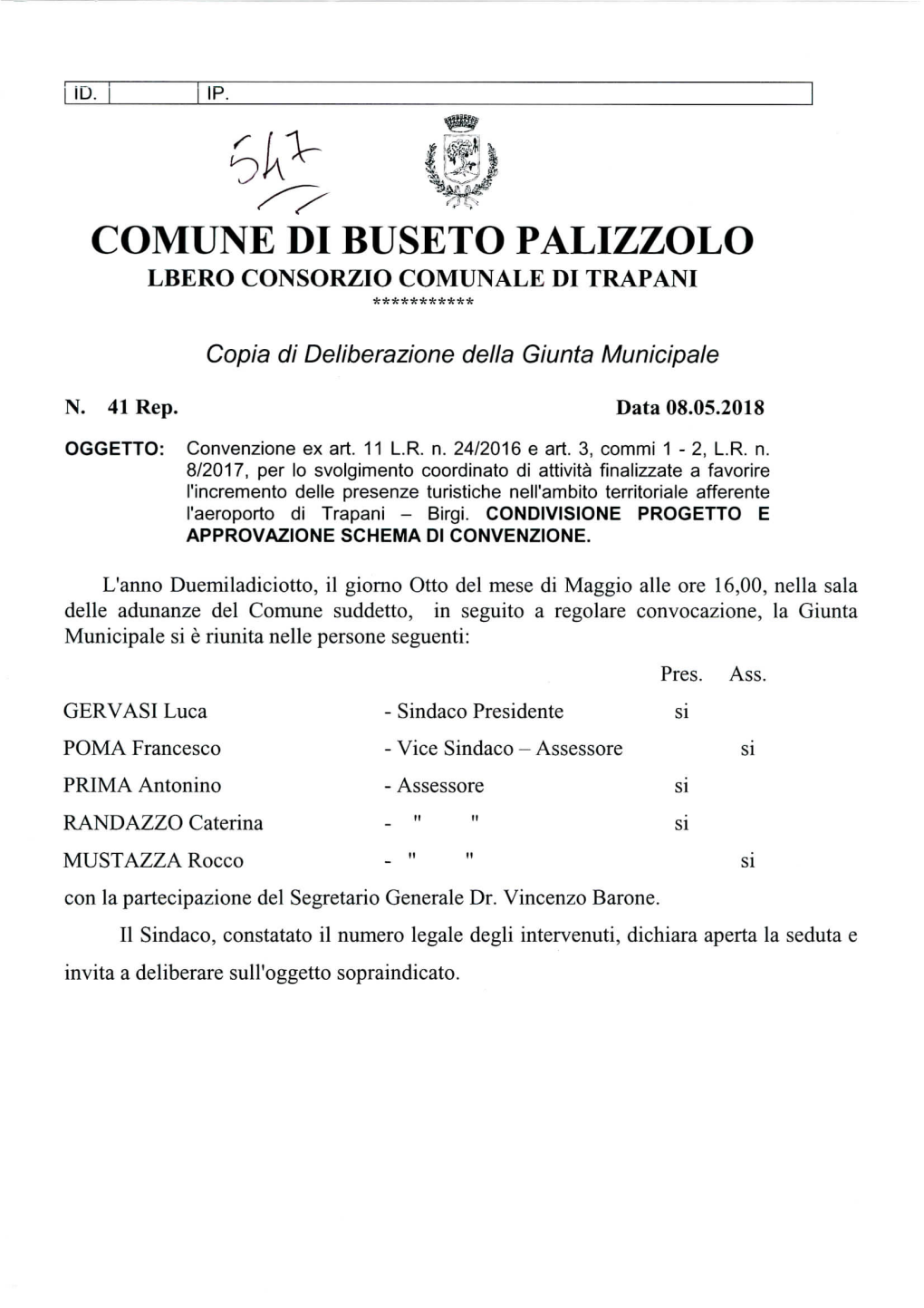 Comune Di Buseto Palizzolo Lbero Consorzio Comunale Di Trapani