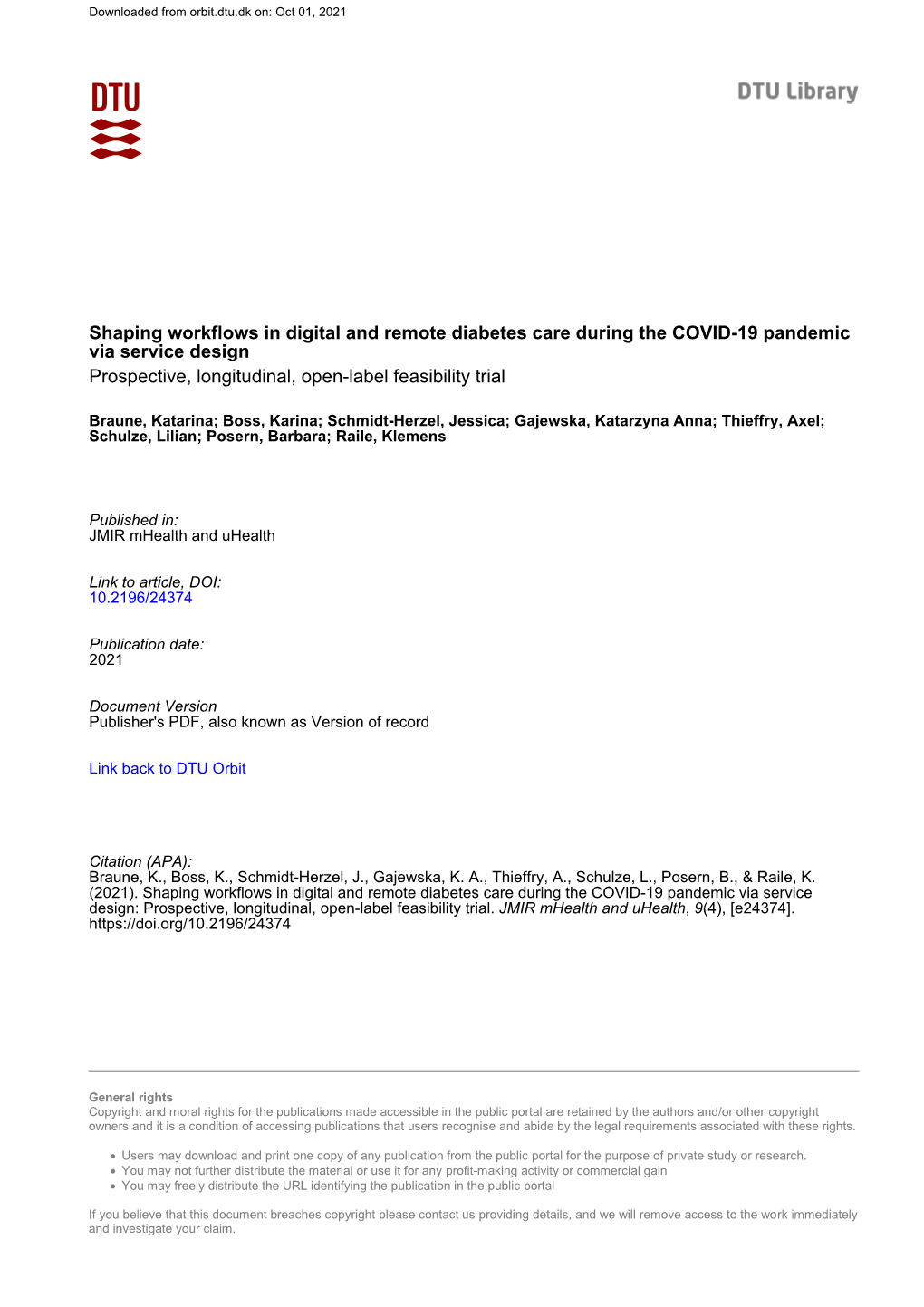 Shaping Workflows in Digital and Remote Diabetes Care During the COVID-19 Pandemic Via Service Design Prospective, Longitudinal, Open-Label Feasibility Trial