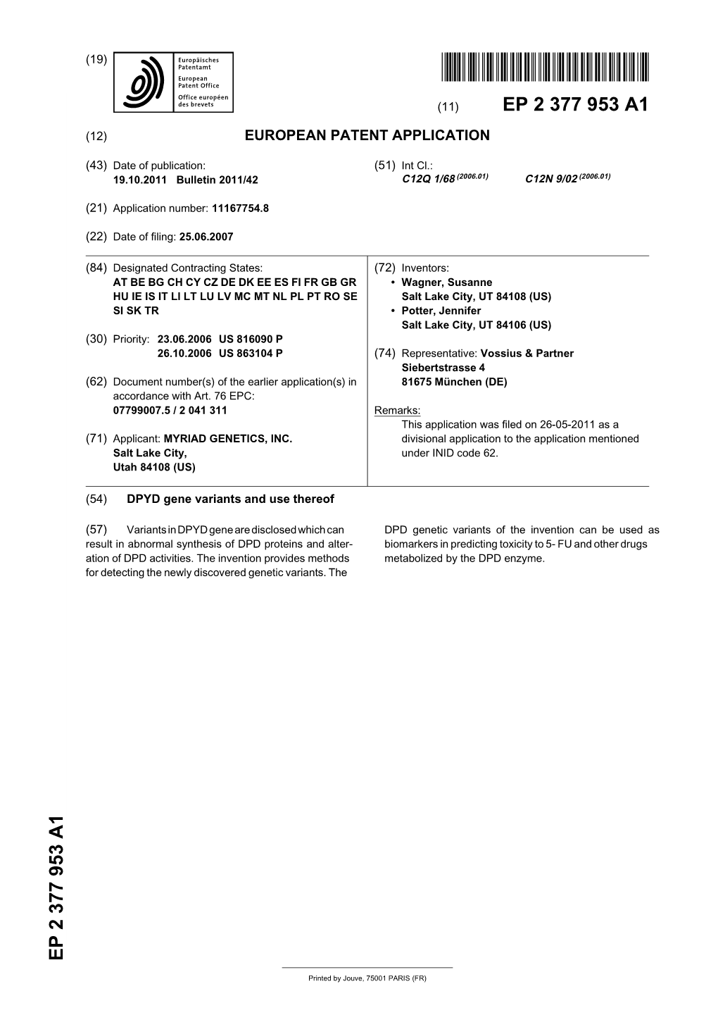 DPYD Gene Variants and Use Thereof