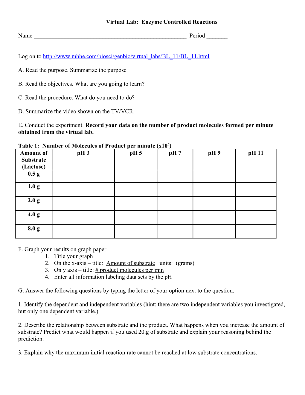 Virtual Lab: Enzyme Controlled Reactions s1