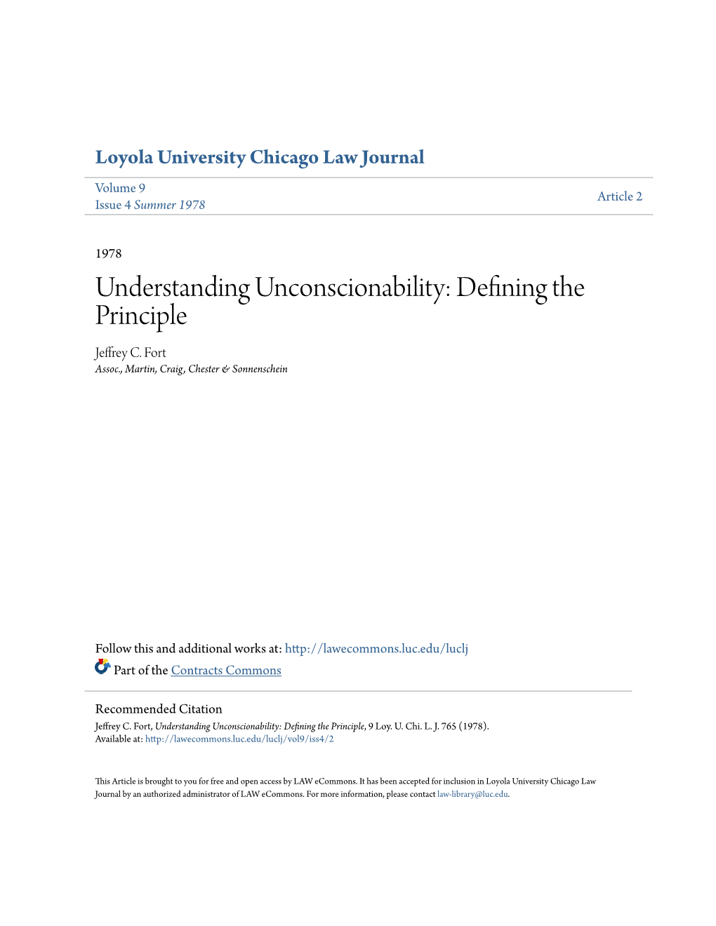 Understanding Unconscionability: Defining the Principle Jeffrey C