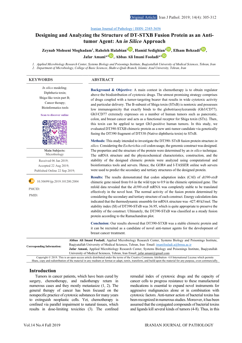 Designing and Analyzing the Structure of DT-STXB Fusion Protein As an Anti- Tumor Agent: an in Silico Approach