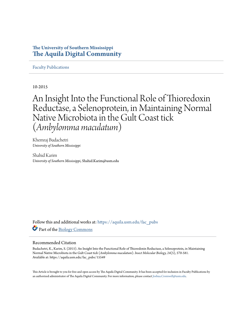 An Insight Into the Functional Role of Thioredoxin Reductase, A