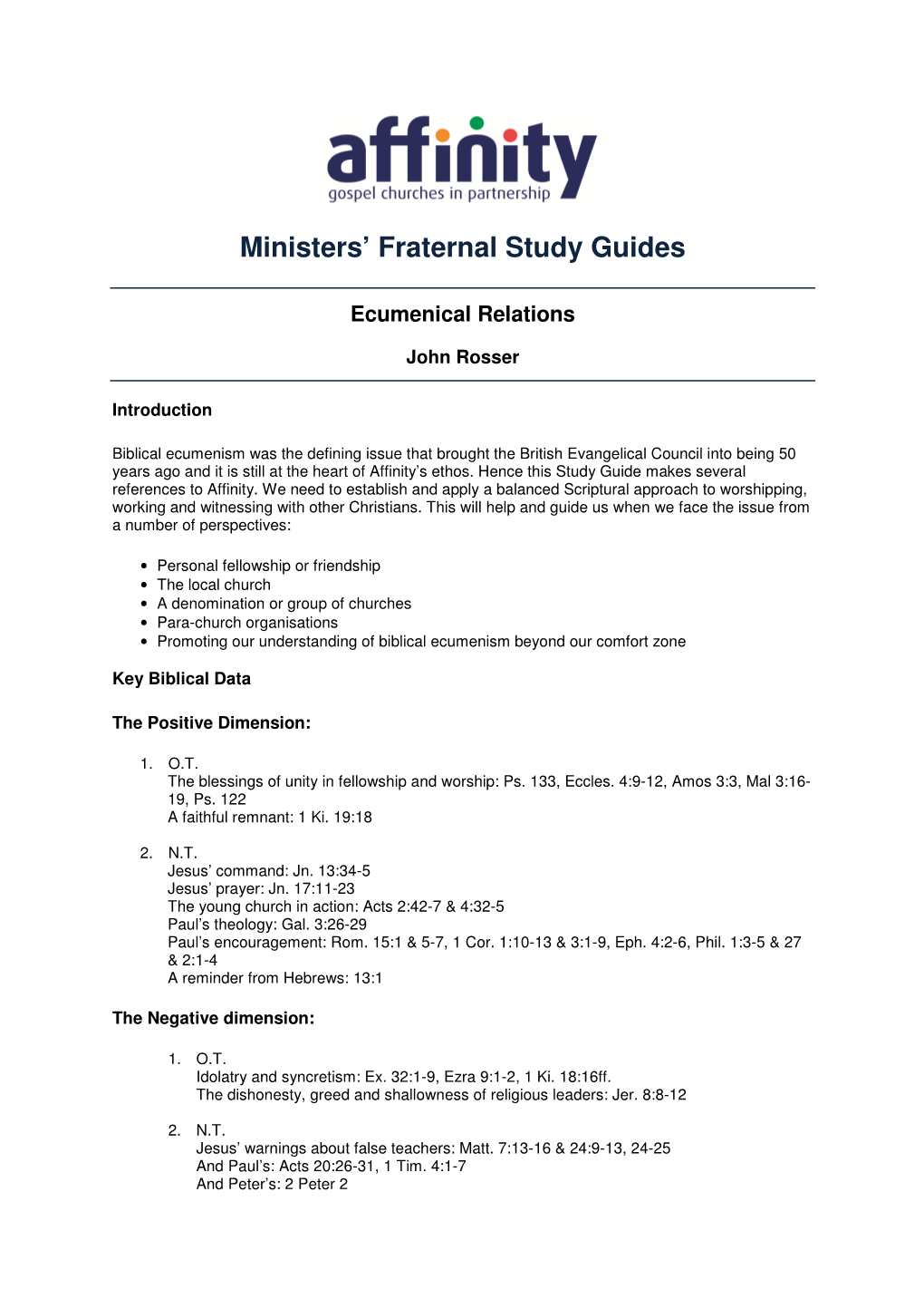 Ministers' Fraternal Study Guides