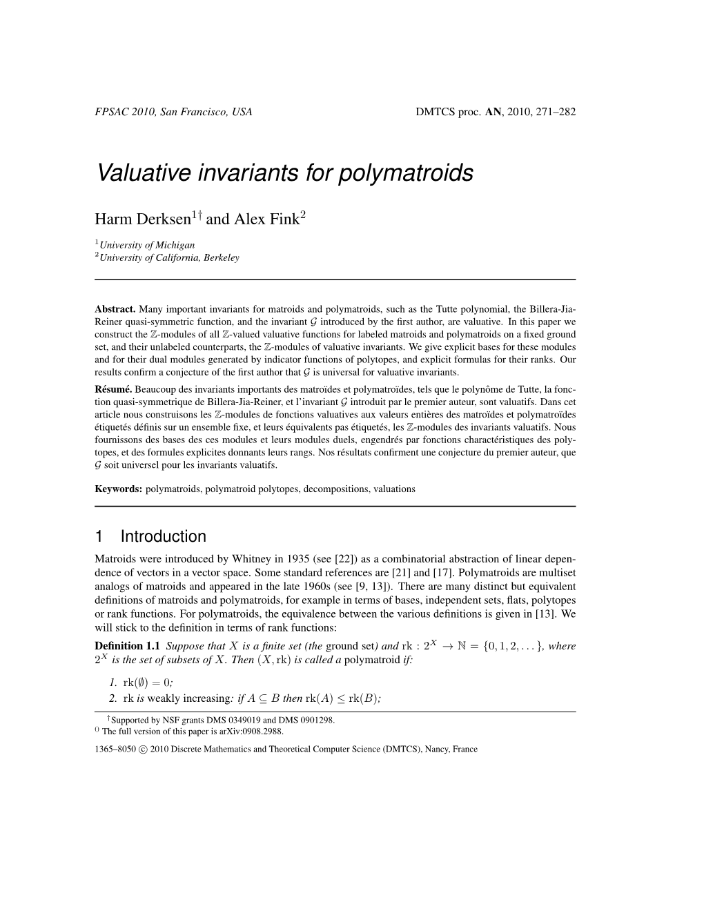 Valuative Invariants for Polymatroids