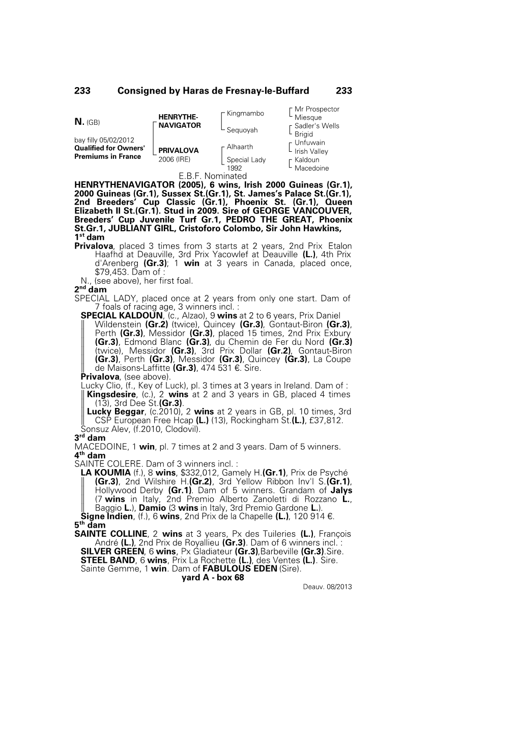 233 Consigned by Haras De Fresnay-Le-Buffard 233