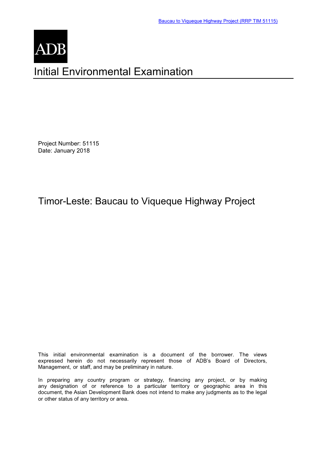 Initial Environmental Examination