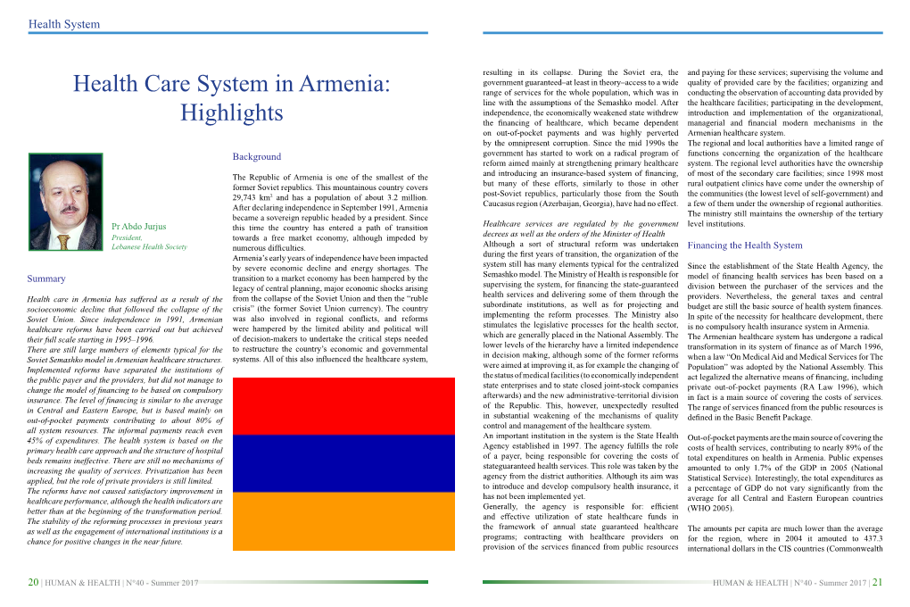 Health Care System in Armenia