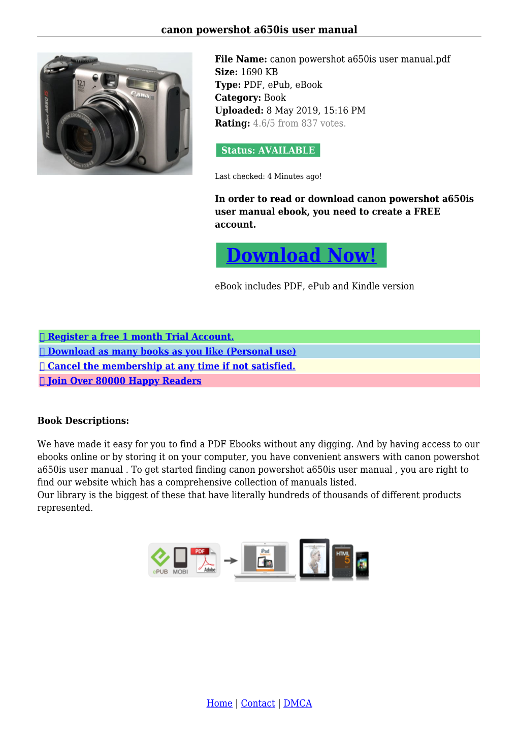 Canon Powershot A650is User Manual