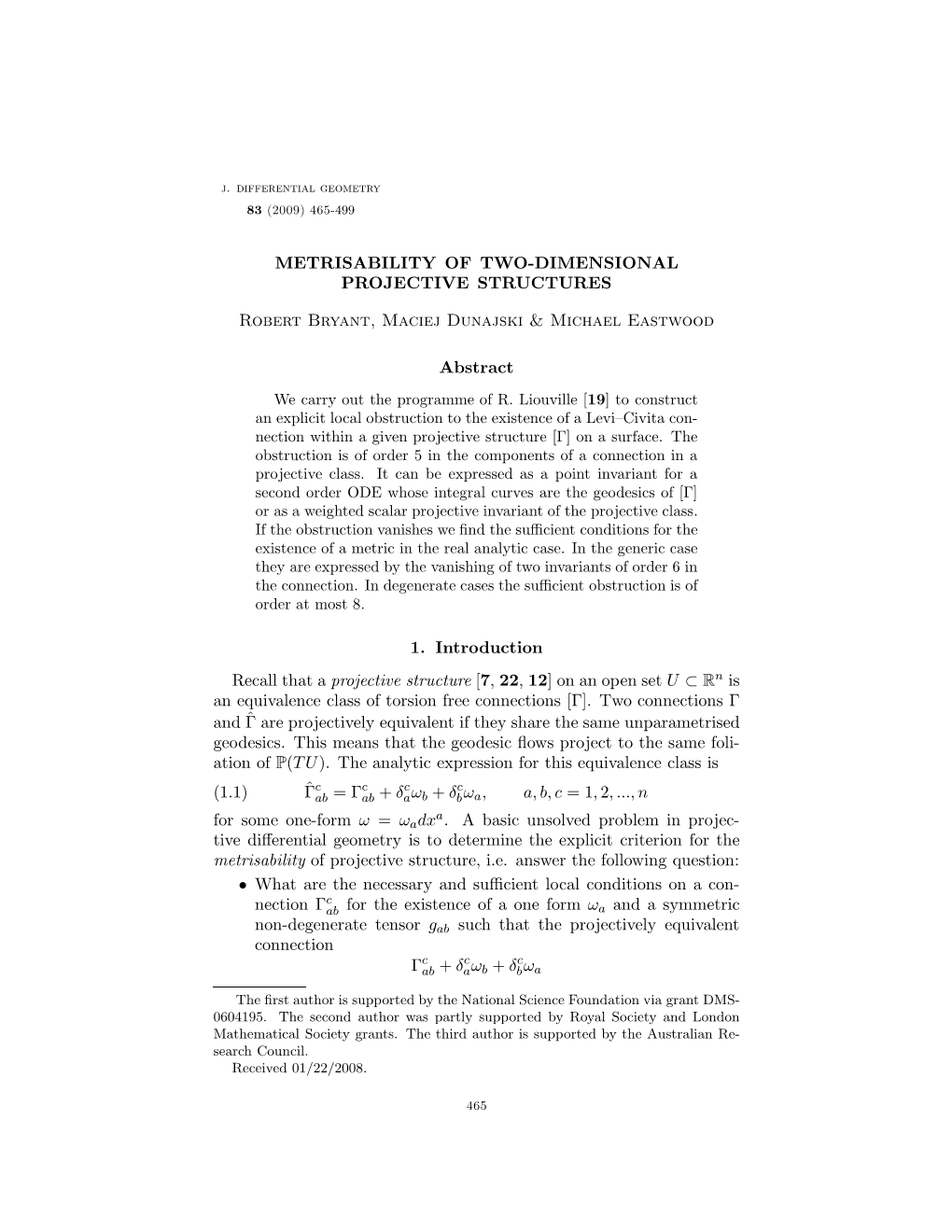 Metrisability of Two-Dimensional Projective Structures