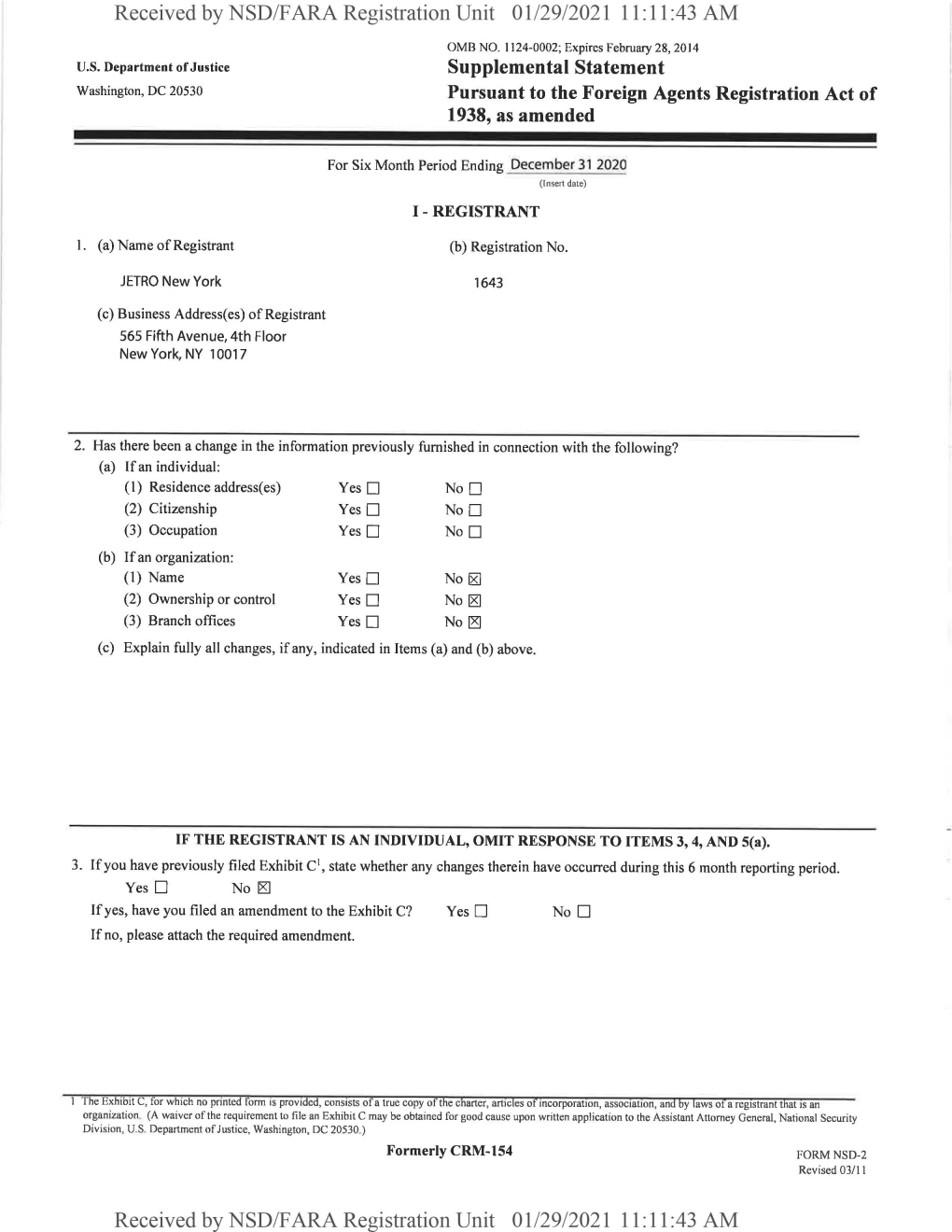 Received by NSD/FARA Registration Unit 01/29/2021 11:11:43 AM