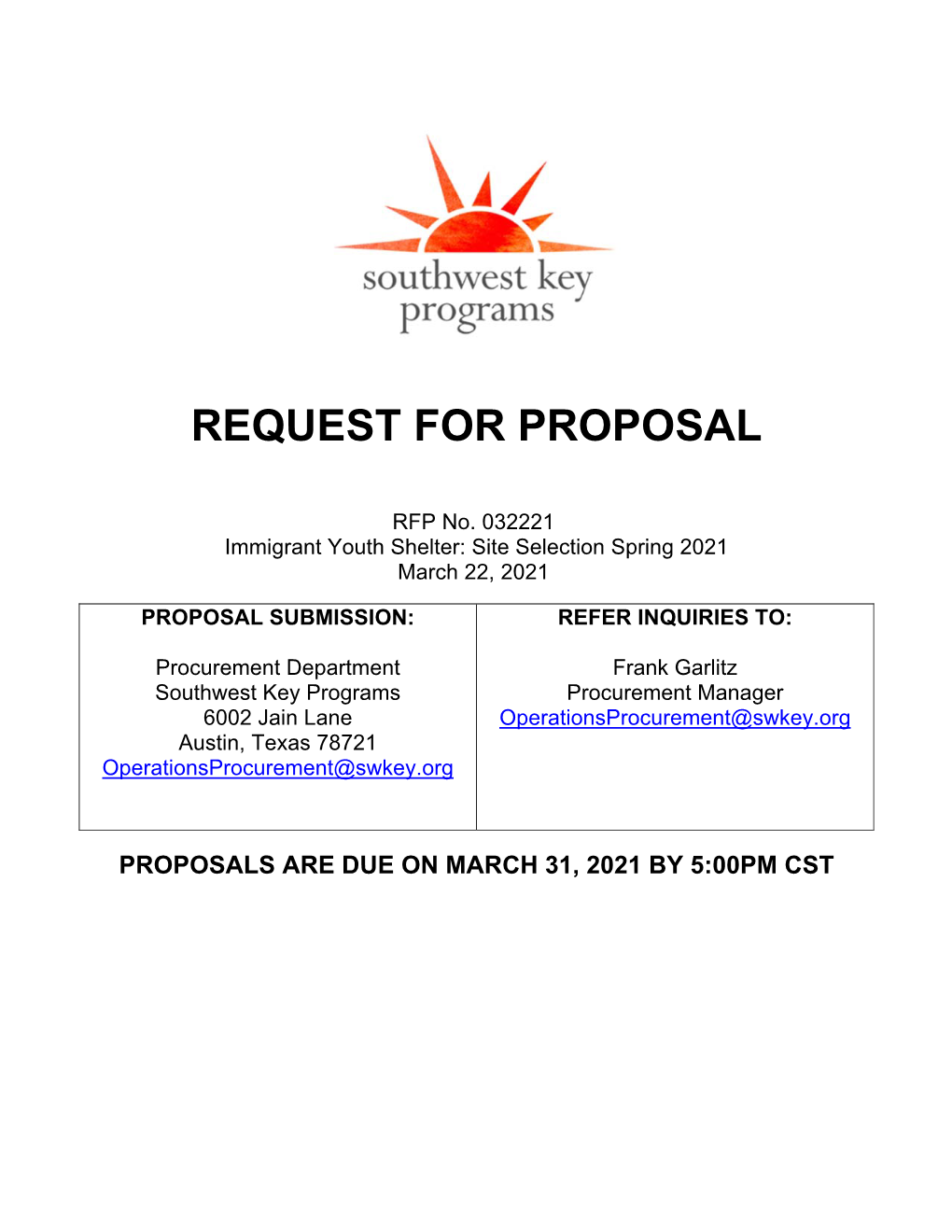 Request for Proposal