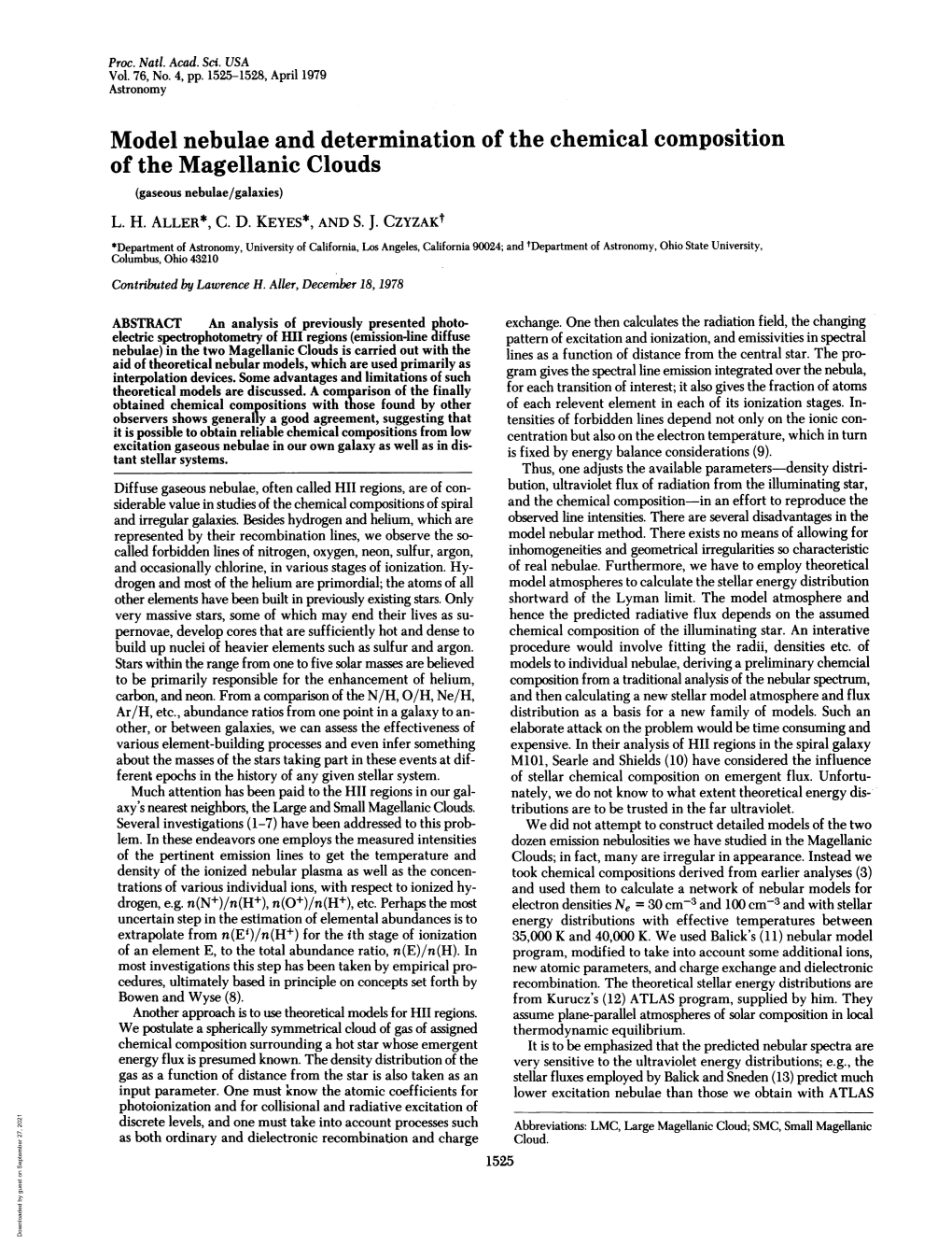 Model Nebulae and Determination of the Chemical Composition of the Magellanic Clouds (Gaseous Nebulae/Galaxies) L