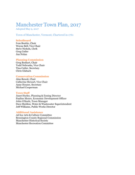 Manchester Town Plan, 2017 Adopted May 9, 2017