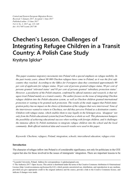 Chechen's Lesson. Challenges of Integrating Refugee Children in A