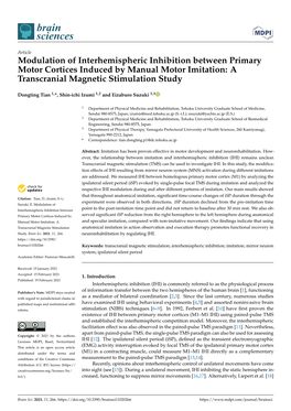 Modulation of Interhemispheric Inhibition Between Primary Motor Cortices Induced by Manual Motor Imitation: a Transcranial Magnetic Stimulation Study