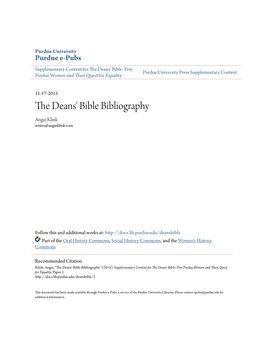 The Deans' Bible Bibliography