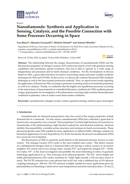 Nanodiamonds: Synthesis and Application in Sensing, Catalysis, and the Possible Connection with Some Processes Occurring in Space