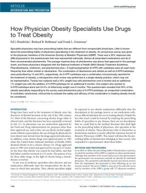How Physician Obesity Specialists Use Drugs to Treat Obesity Ed J